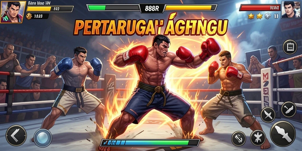 Gameplay seru 888R dengan pertarungan aksi yang mendebarkan.