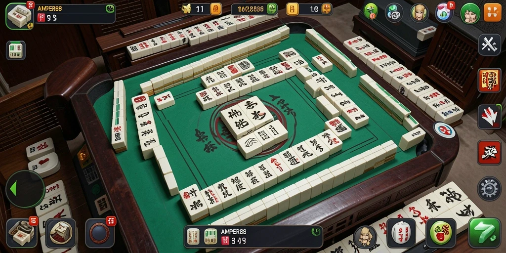 Screenshot utama AMPER88 dengan gameplay Mahjong yang seru.