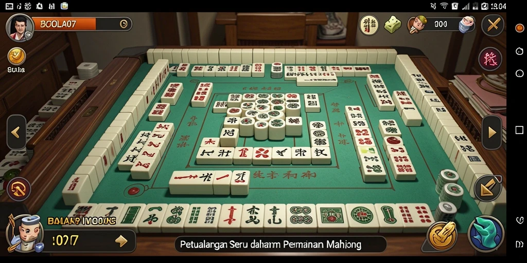 Tampilan gameplay menarik di BOLA07 dengan ubin Mahjong berwarna-warni.