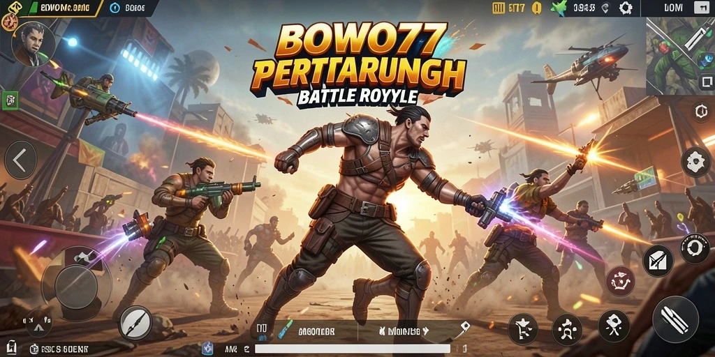 Tampilan dinamis gameplay BOWO77 dalam pertempuran seru.