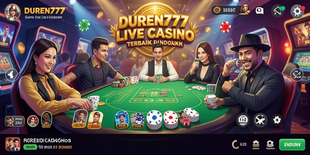 Screenshot DUREN777 menunjukkan gameplay kasino langsung yang seru dan interaktif.