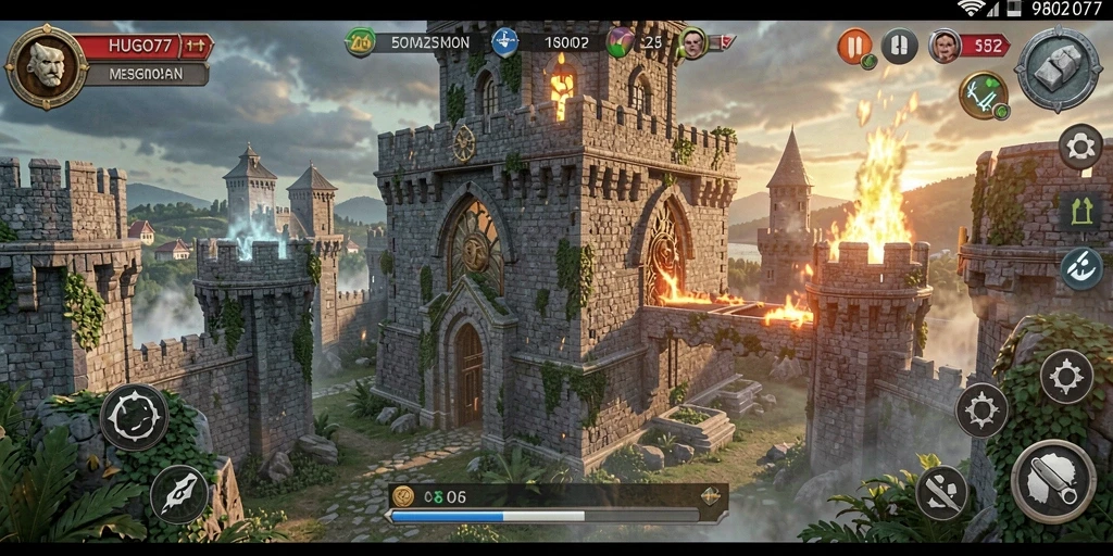 Tampilan gameplay HUGO77 yang seru dengan strategi pertahanan menara.