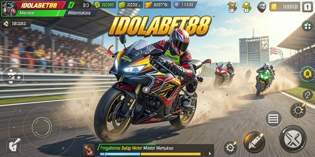 Gameplay seru IDOLABET88 saat berlaga di trek balap.