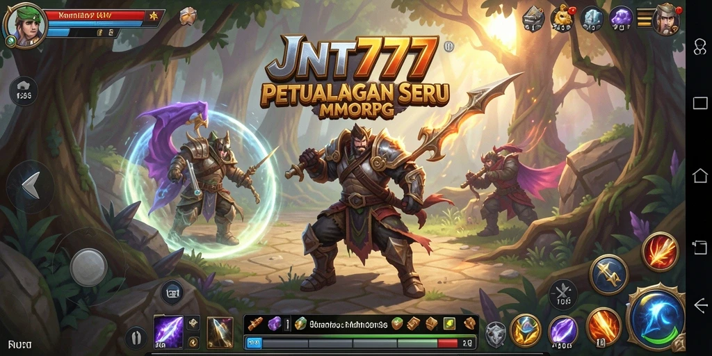 Screenshot utama JNT777 menunjukkan aksi petualangan seru dalam MMORPG.
