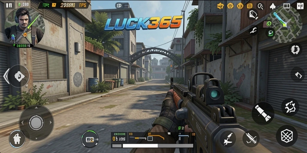 Screenshot utama LUCK365 menampilkan aksi gameplay TPS yang mendebarkan.