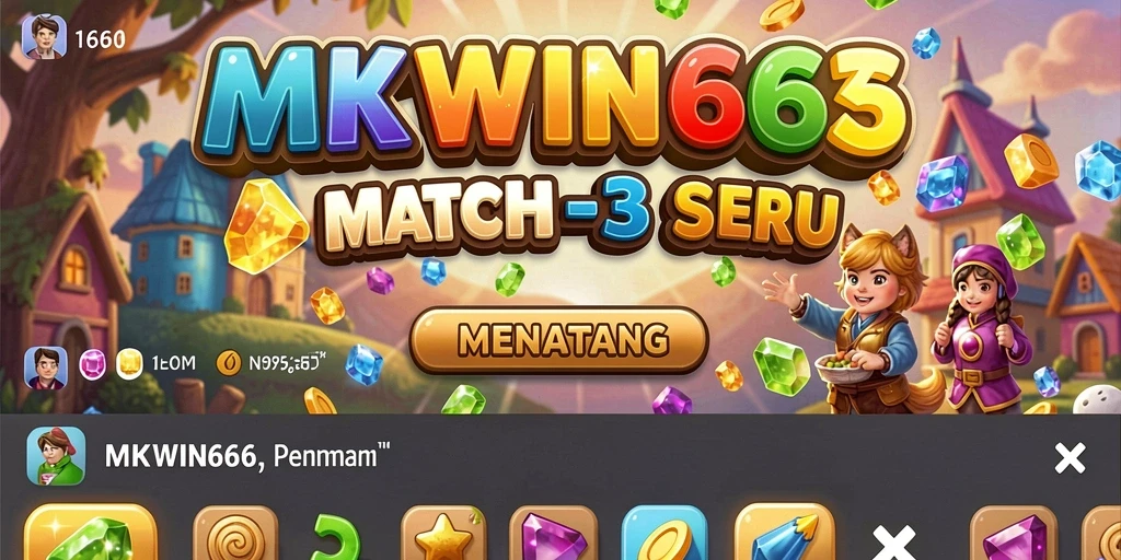 Screenshot MKWIN666 menampilkan gameplay Match-3 yang seru.