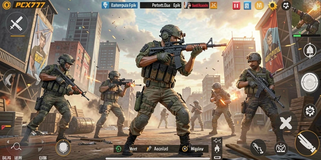 Tangkapan layar gameplay menampilkan aksi seru di pertempuran Battle Royale.