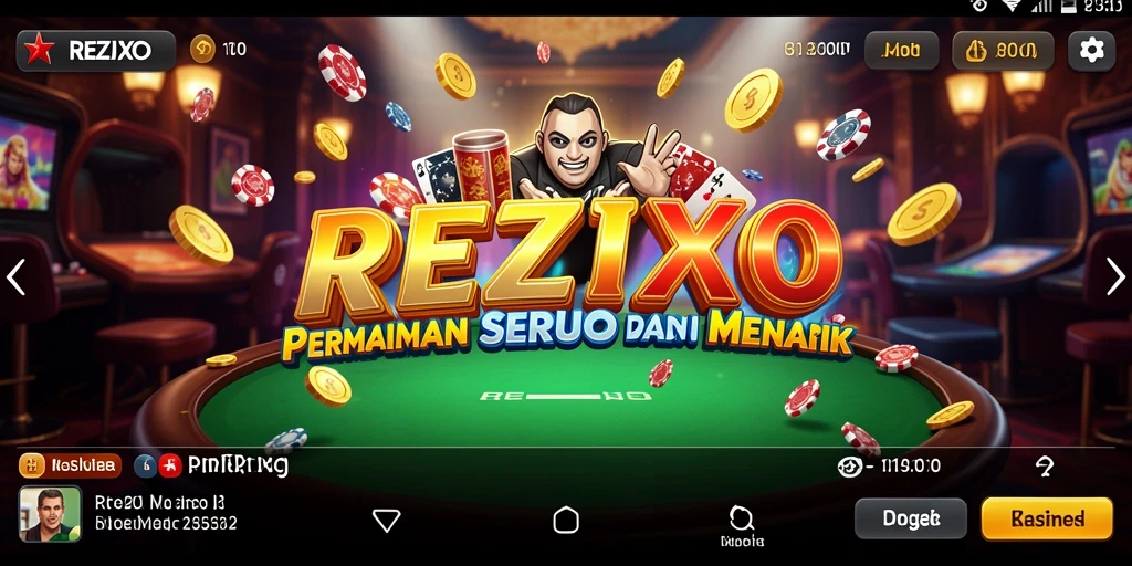 Tangkapan layar permainan REZIXO yang menampilkan atmosfer kasino yang mendebarkan.
