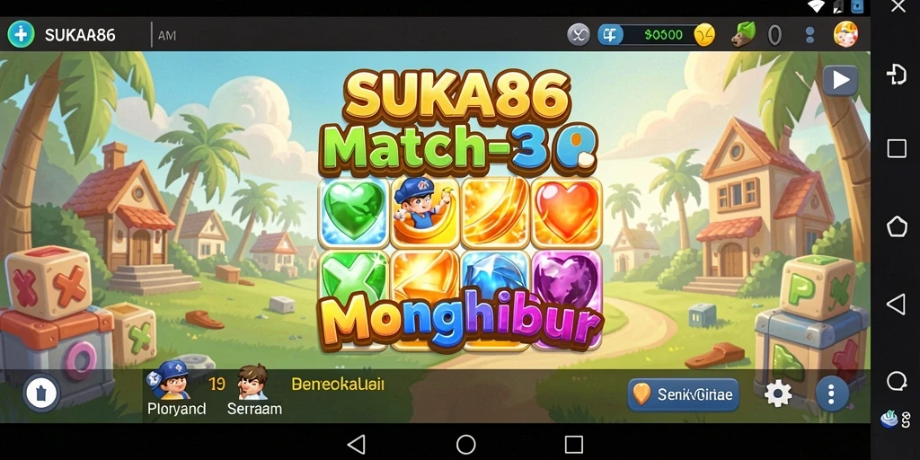 Menampilkan gameplay seru dan tantangan Match-3.
