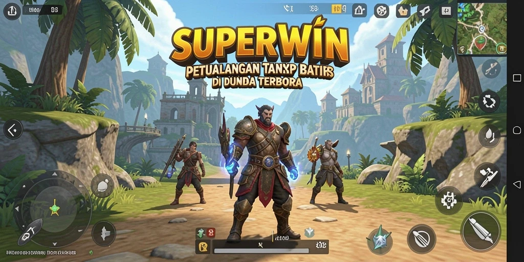 Screenshot gameplay SUPERWIN menampilkan petualangan seru di dunia terbuka.