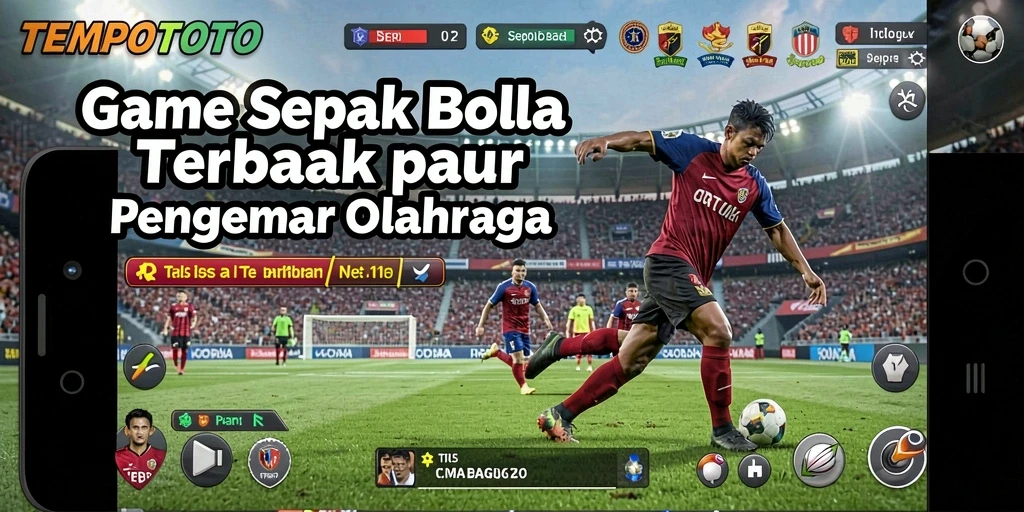 Tampilan gameplay menyenangkan di TEMPOTOTO dengan aksi sepak bola yang intens.