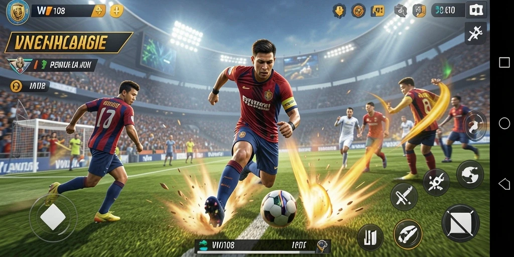 Screenshot gameplay VW108 menampilkan aksi pertarungan olahraga yang seru.